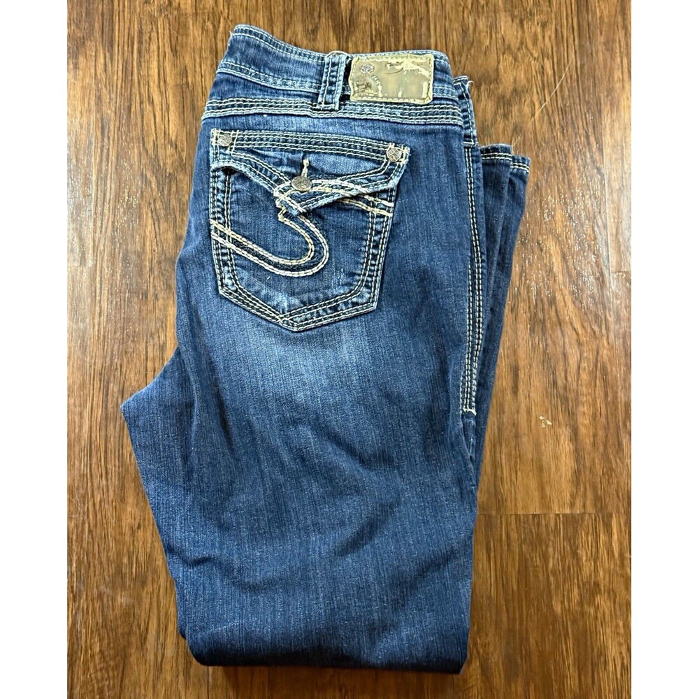 Silver Suki Jeans Women’s Bootcut Denim Jeans 16 Blue heavy stitching